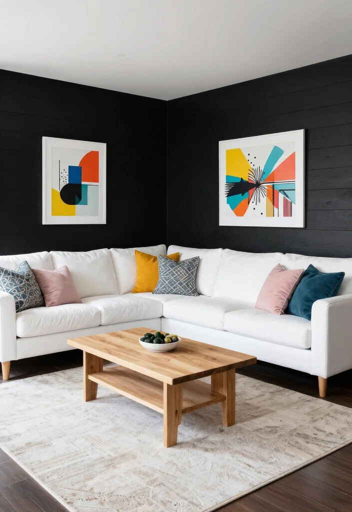 16 Black Shiplap Wall Living Room Ideas: Bold Modern Contrast - 2. Bright White Contrast 1