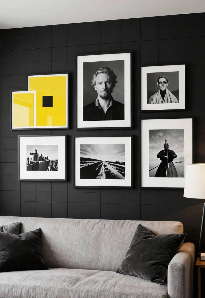 16 Black Shiplap Wall Living Room Ideas: Bold Modern Contrast - 4. Artistic Flair 1
