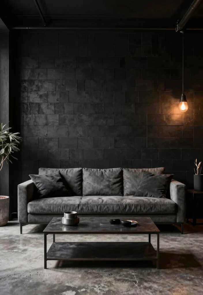 16 Black Shiplap Wall Living Room Ideas: Bold Modern Contrast - 6. Industrial Edge 1