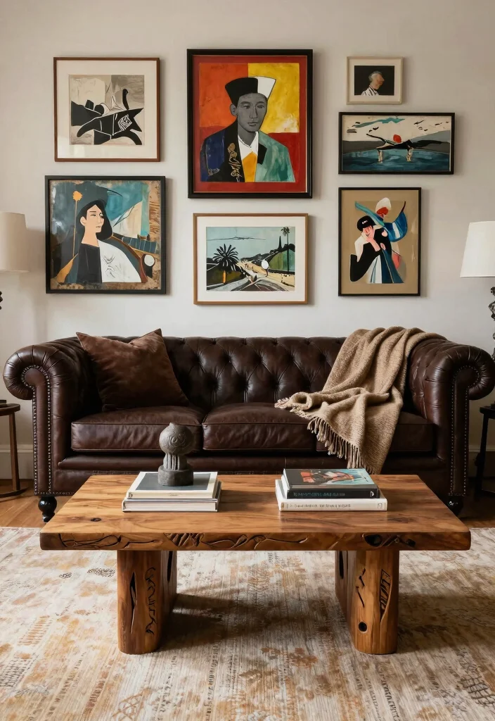 16 Chesterfield Sofa Living Room Ideas: Classic Timeless Charm - 12. Artfully Curated 1