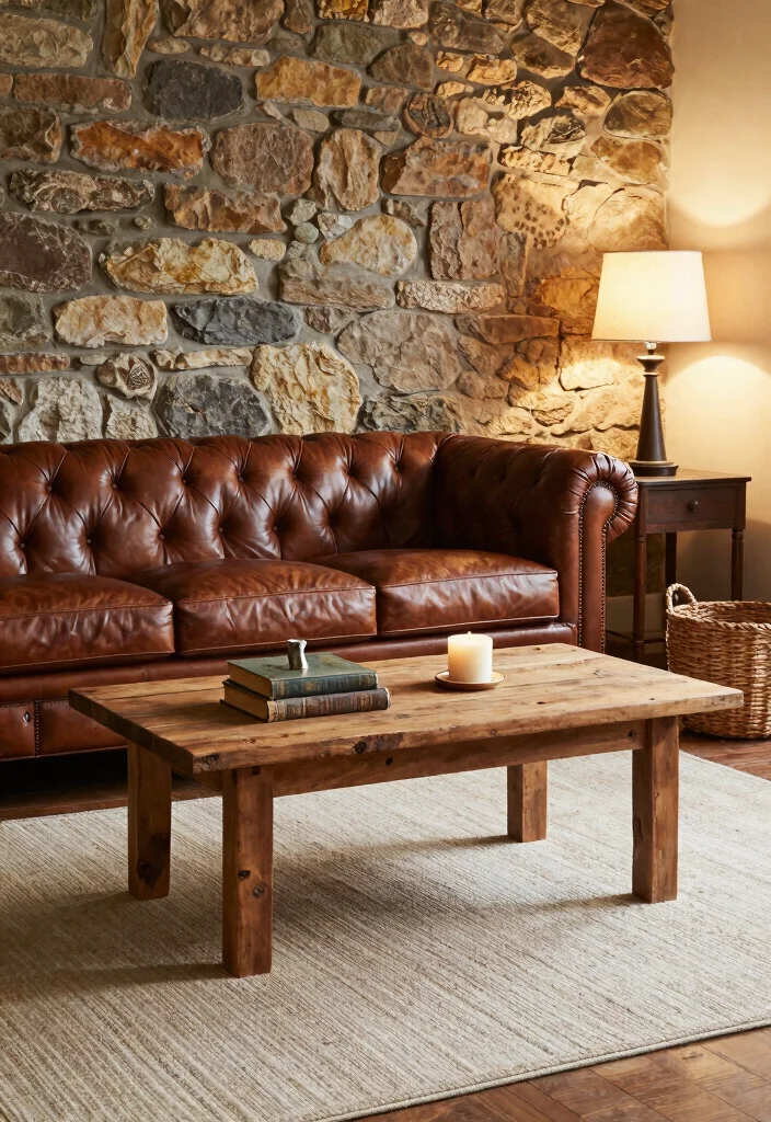 16 Chesterfield Sofa Living Room Ideas: Classic Timeless Charm - 5. Rustic Charm 1