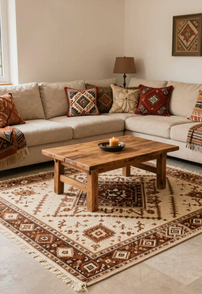 16 Colorful Living Room Rug Ideas To Instantly Add Life - 8. Moroccan-Inspired Rugs 1