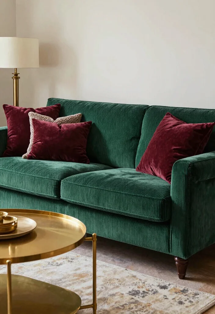 16 Corduroy Couch Living Room Ideas: Cozy Retro Chic - 2. Jewel Tones for Bold Statements 1