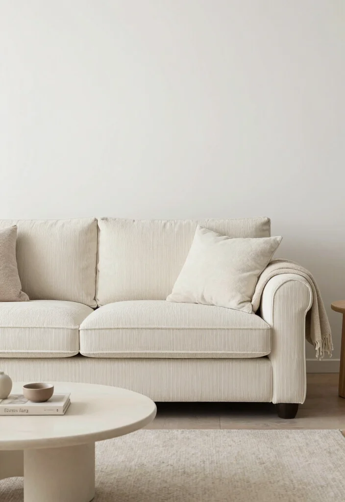16 Corduroy Couch Living Room Ideas: Cozy Retro Chic - 8. Minimalist Charm 1