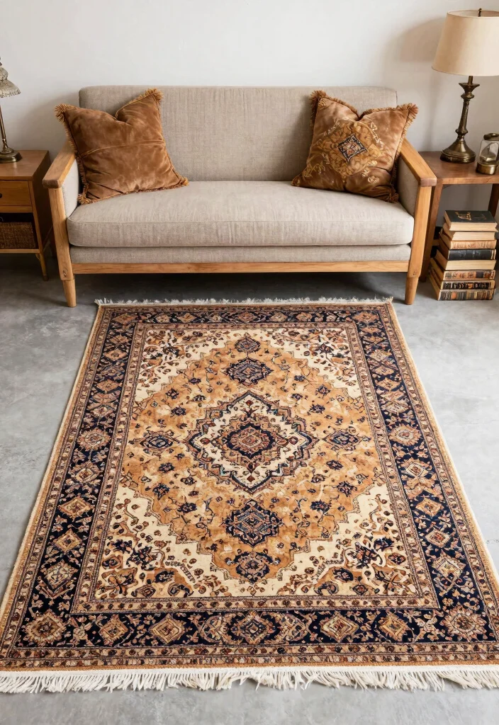 16 Double Rug Living Room Ideas Layered and Designer Approved - 11. Vintage Revival 1