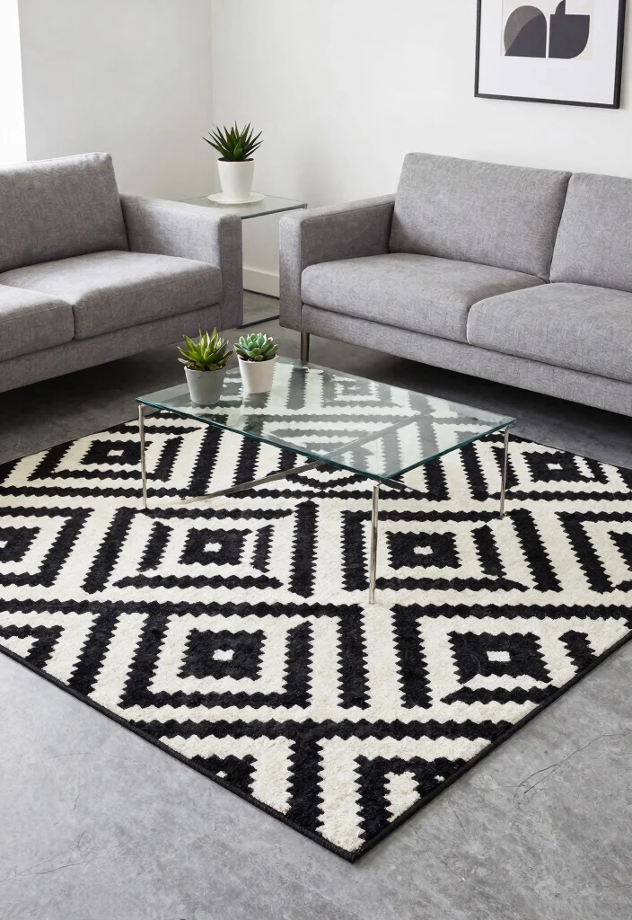 16 Double Rug Living Room Ideas Layered and Designer Approved - 2. Modern Minimalist Mix 1