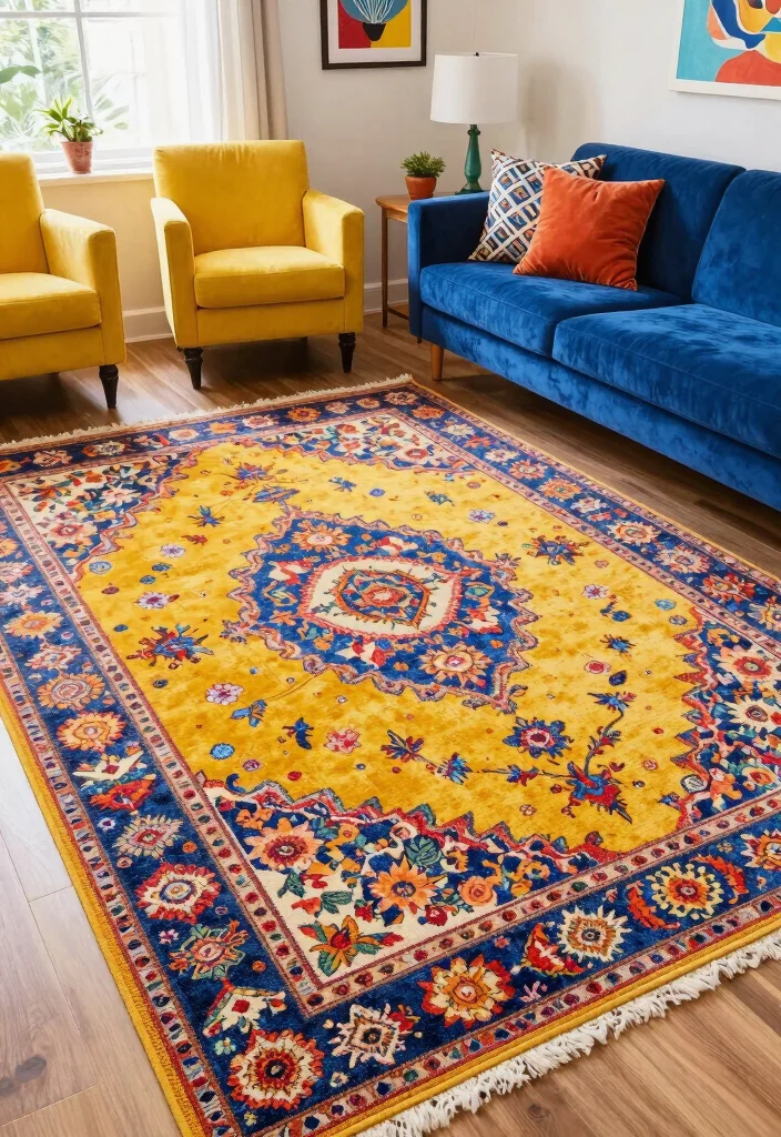 16 Double Rug Living Room Ideas Layered and Designer Approved - 5. Playful Patterns 1