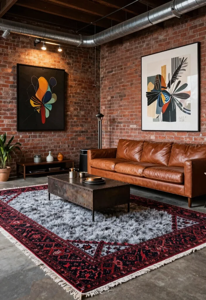 16 Double Rug Living Room Ideas Layered and Designer Approved - 7. Urban Industrial Edge 1