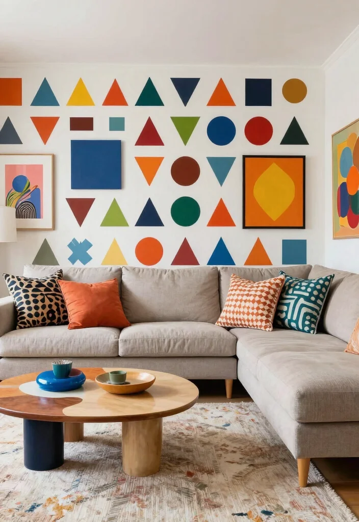 16 Geometric Wall Paint Living Room Ideas Bold Artistic Looks - 14. Eclectic Mix: Combining Geometric Styles 1