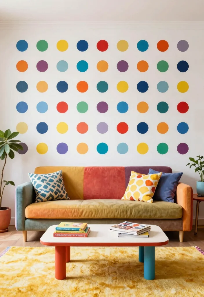 16 Geometric Wall Paint Living Room Ideas Bold Artistic Looks - 16. Dynamic Dots: Polka Dot Patterns 1