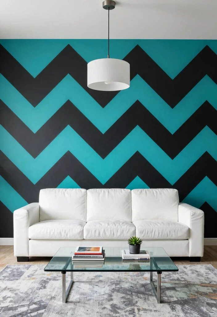 16 Geometric Wall Paint Living Room Ideas Bold Artistic Looks - 2. Striking Lines: Zigzag Patterns 1