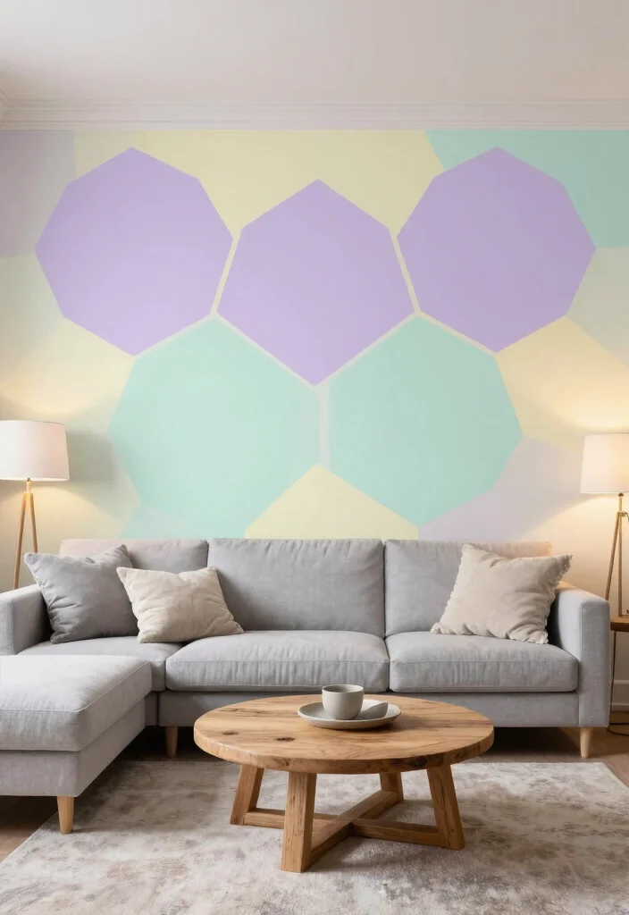 16 Geometric Wall Paint Living Room Ideas Bold Artistic Looks - 3. Hexagon Haven: A Honeycomb Design 1
