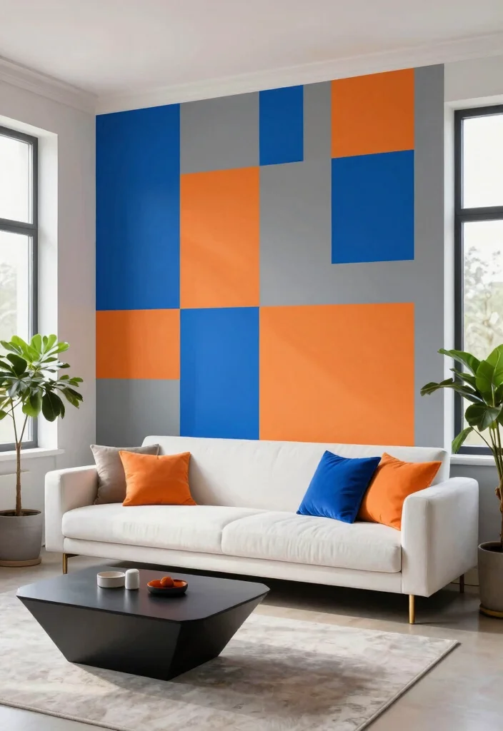 16 Geometric Wall Paint Living Room Ideas Bold Artistic Looks - 4. Bold Blocks: Square Statements 1