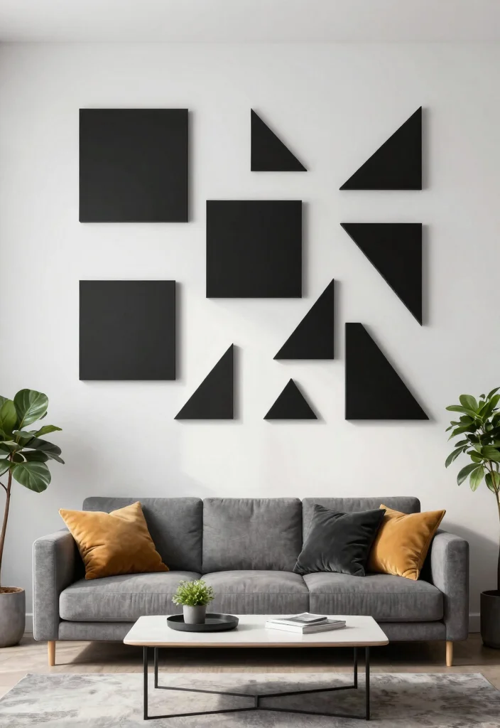 16 Geometric Wall Paint Living Room Ideas Bold Artistic Looks - 8. 3D Effects: Textured Geometry 1