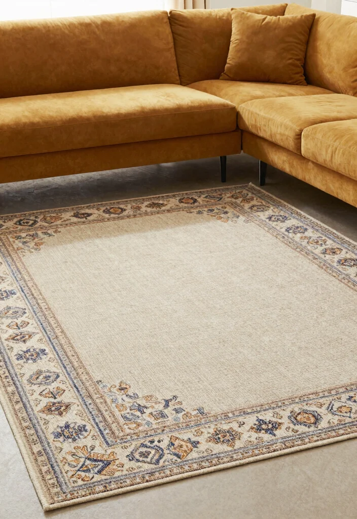 16 Mustard Sofa Living Room Ideas Trendy Warm Accents - 12. Layered Rugs 1