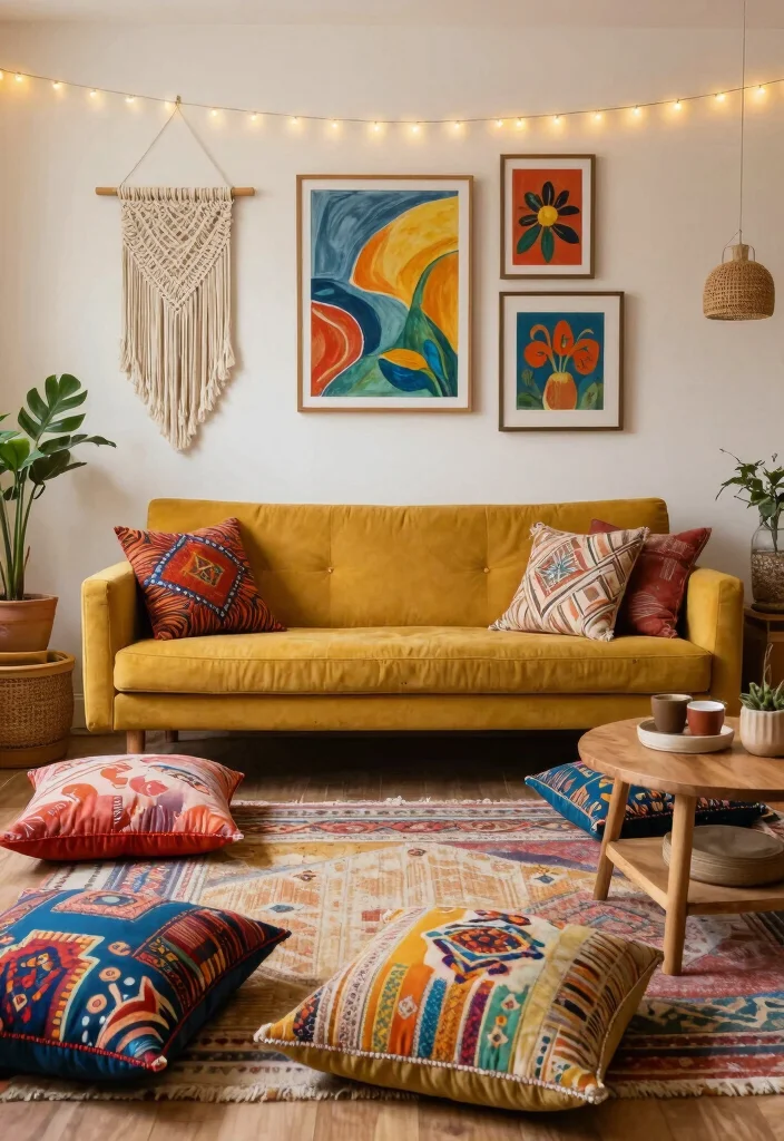 16 Mustard Sofa Living Room Ideas Trendy Warm Accents - 2. Bohemian Bliss 1