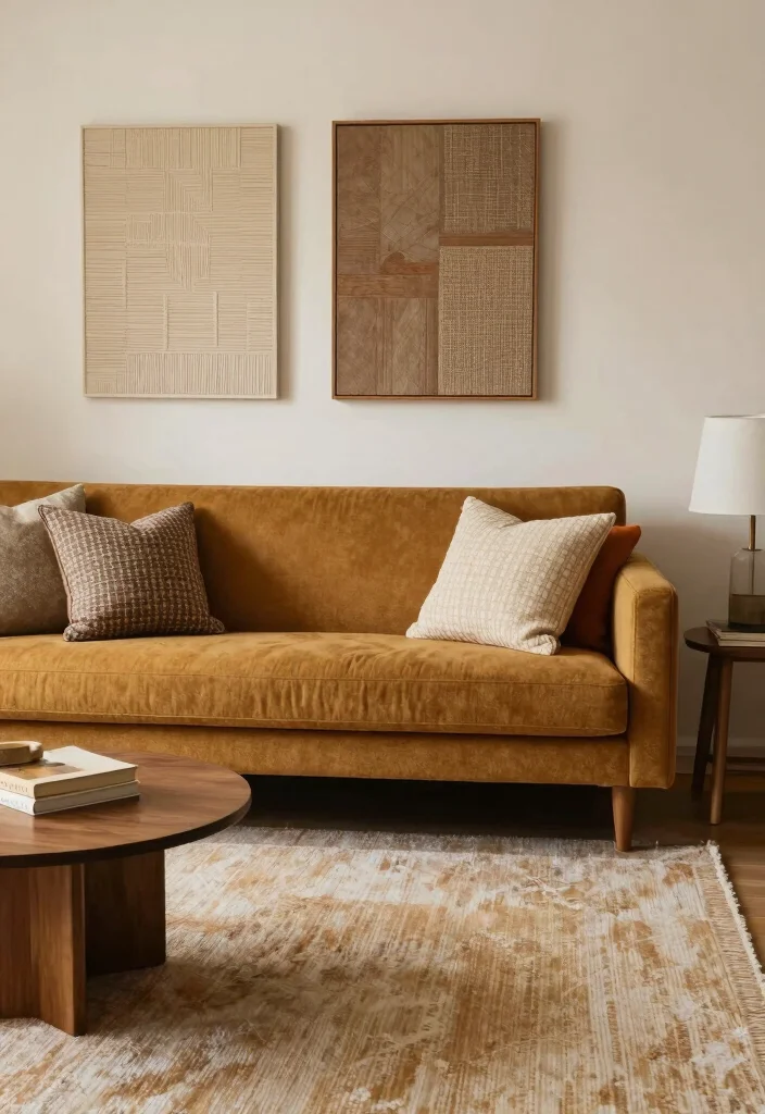 16 Mustard Sofa Living Room Ideas Trendy Warm Accents - 8. Layered Textures 1
