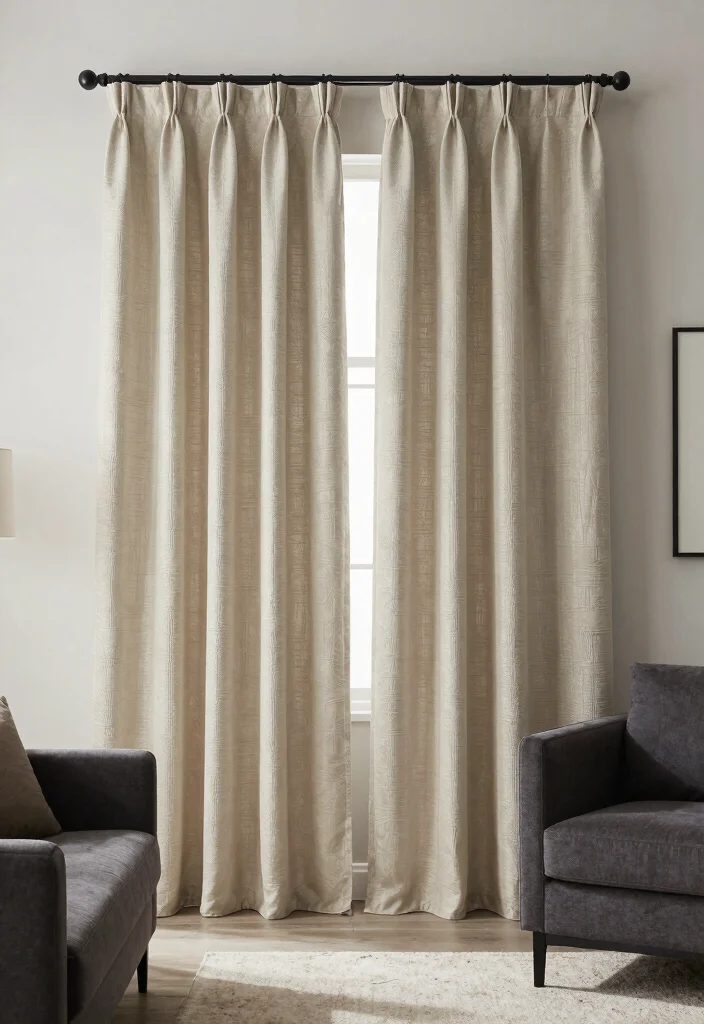 16 Neutral Curtains Living Room Ideas: Timeless and Versatile - 4. Bold Textured Neutral Curtains for Statement Style 1