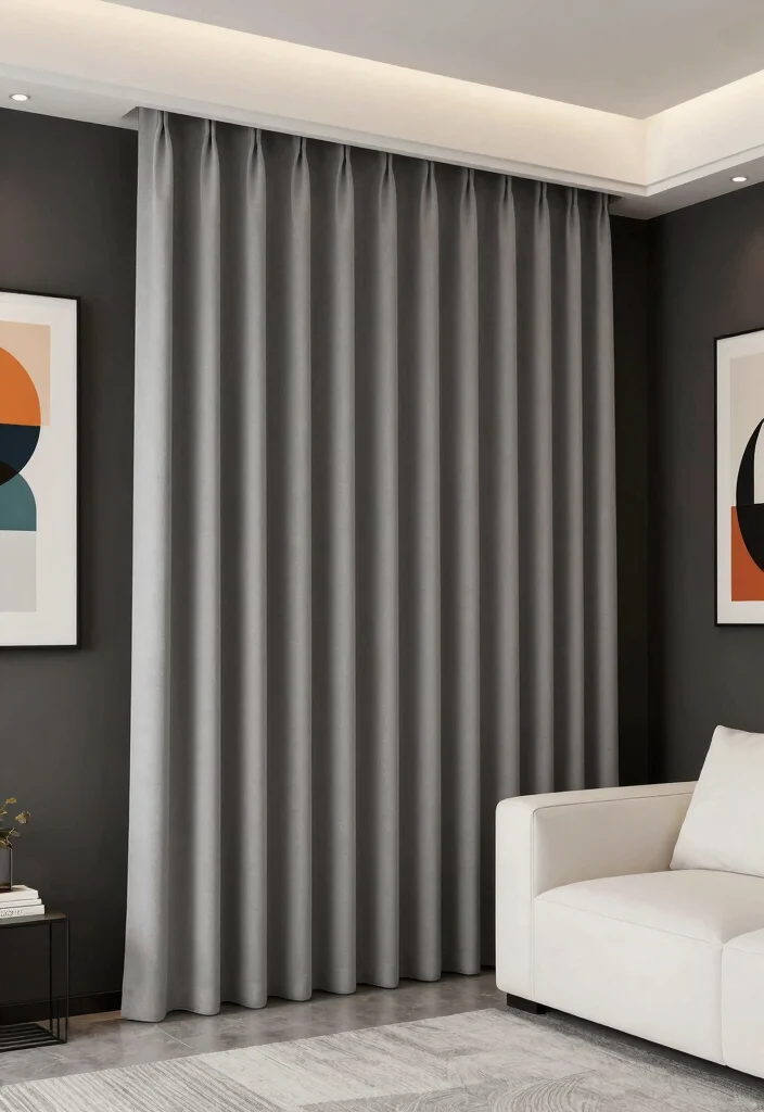 16 Neutral Curtains Living Room Ideas: Timeless and Versatile - 6. Minimalist Blackout Curtains for Ultimate Control 1