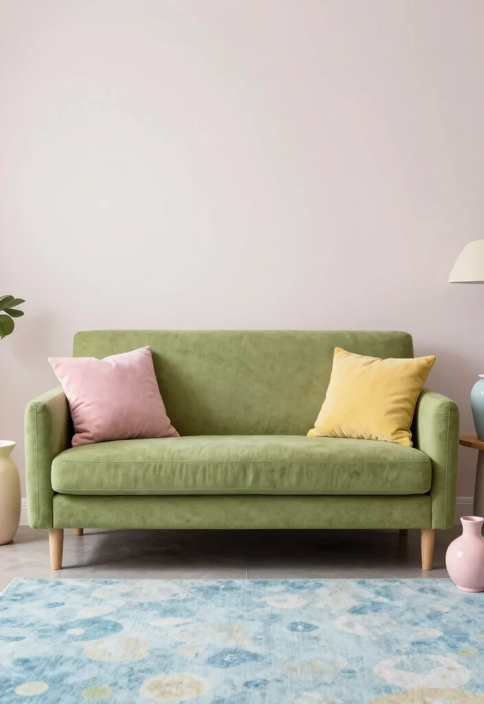 16 Olive Green Sofa Living Room Ideas Calm Earthy Elegance - 15. Playful Pastels 1
