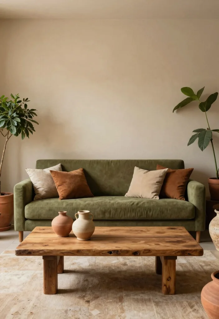 16 Olive Green Sofa Living Room Ideas Calm Earthy Elegance - 7. Warm Earthy Palette 1