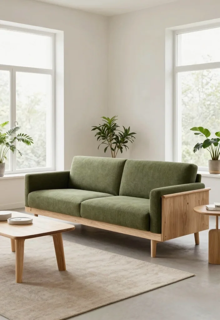 16 Olive Green Sofa Living Room Ideas Calm Earthy Elegance - 9. Minimalist Scandinavian Style 1