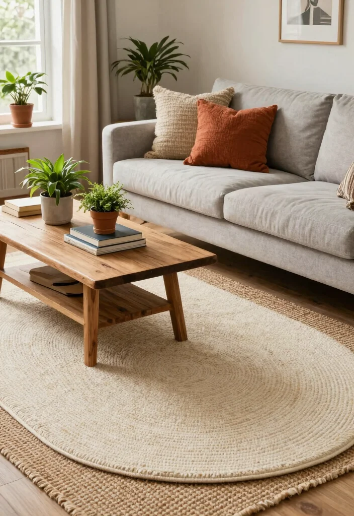 16 Oval Rugs Living Room Ideas: Soft Flowing Shapes - 1. Layered Textures for Depth 1