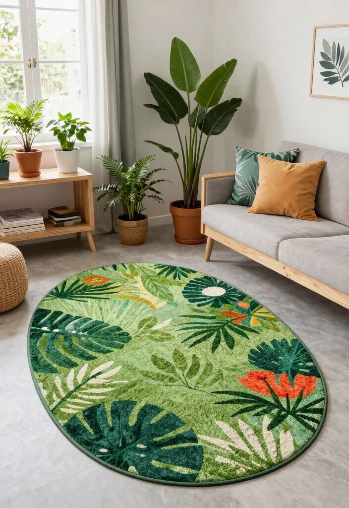 16 Oval Rugs Living Room Ideas: Soft Flowing Shapes - 10. Indoor-Outdoor Transition 1