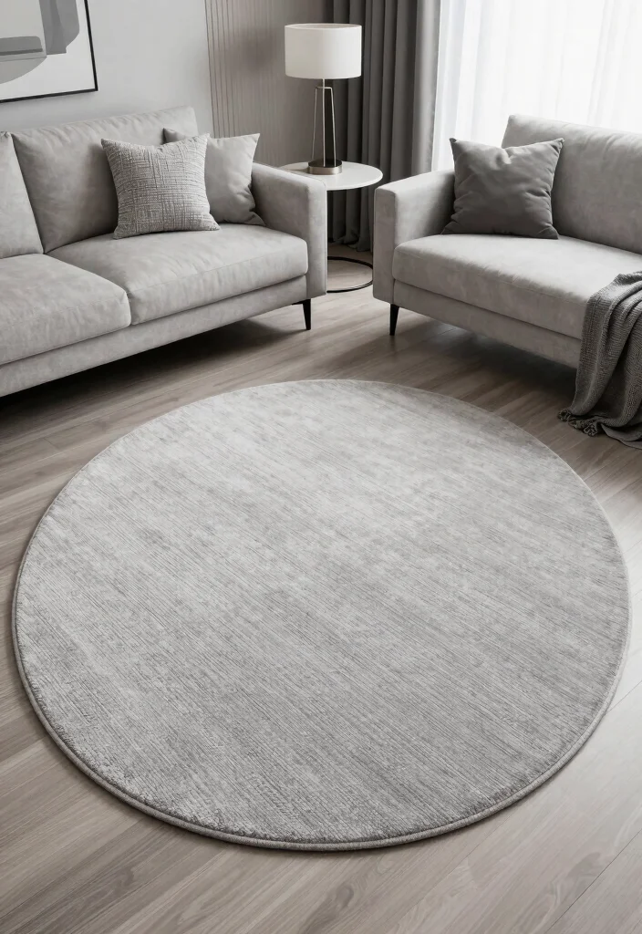 16 Oval Rugs Living Room Ideas: Soft Flowing Shapes - 11. Monochromatic Magic 1