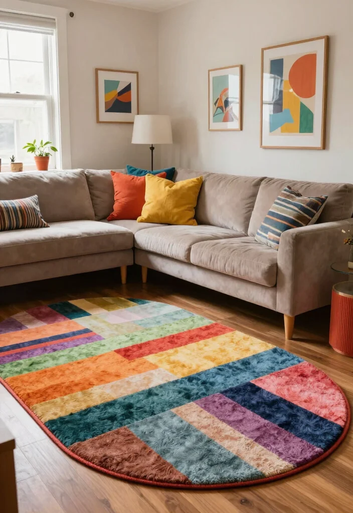 16 Oval Rugs Living Room Ideas: Soft Flowing Shapes - 4. Mix and Match Colors 1