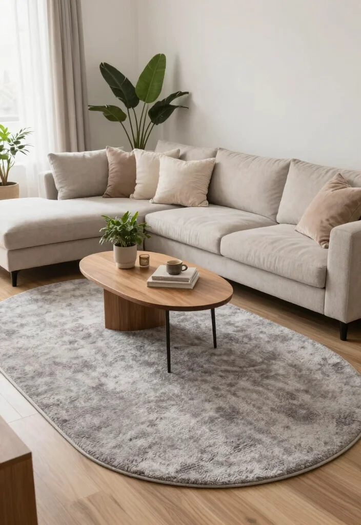 16 Oval Rugs Living Room Ideas: Soft Flowing Shapes - 6. Soft Touch with Plush Rugs 1