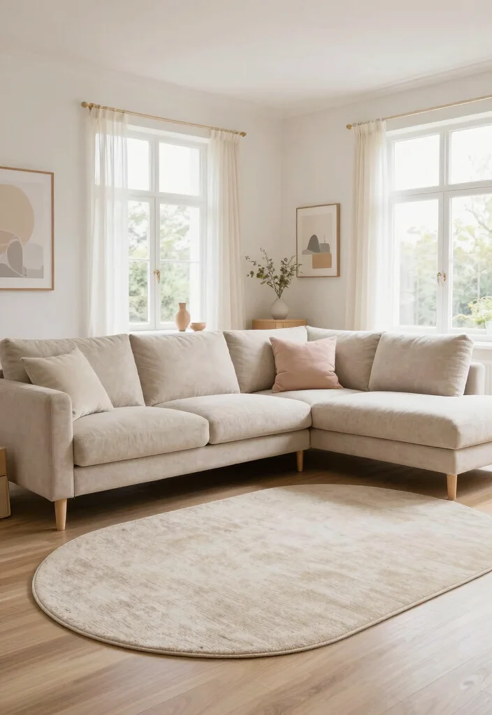 16 Oval Rugs Living Room Ideas: Soft Flowing Shapes - 7. Neutral Tones for Serenity 1