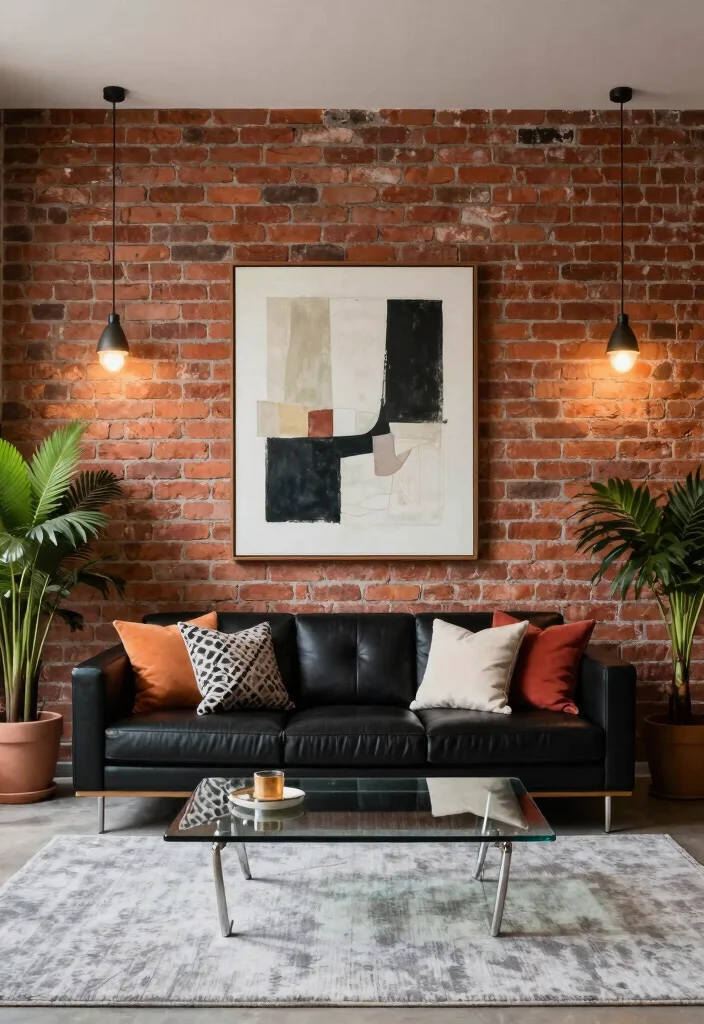 16 Stone Wall Living Room Ideas for Natural Texture and Warmth - 1. Exposed Brick for Industrial Chic 1