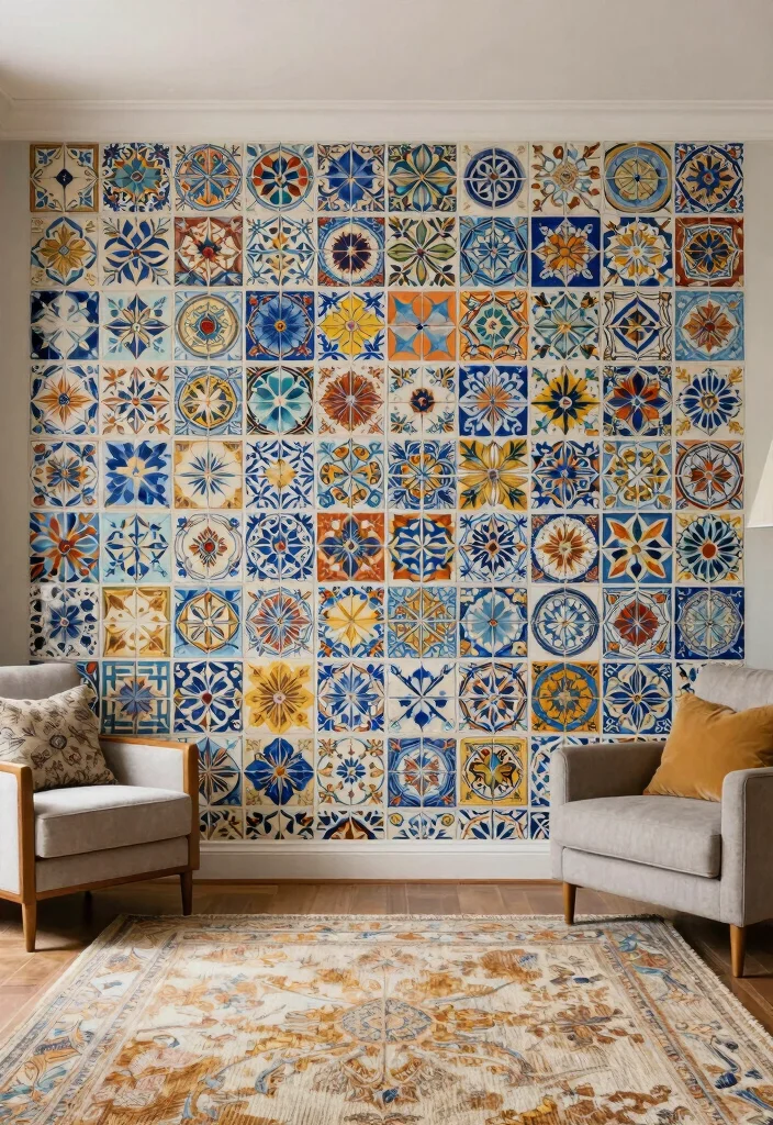 16 Wall Tiles Design for Living Room Ideas Stylish and Durable - 12. Cultural Mosaic Tiles for a Global Touch 1
