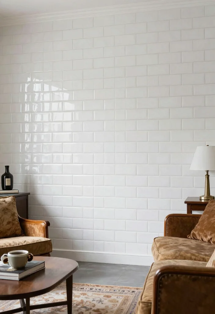 16 Wall Tiles Design for Living Room Ideas Stylish and Durable - 6. Vintage-Inspired Subway Tiles for Timeless Appeal 1