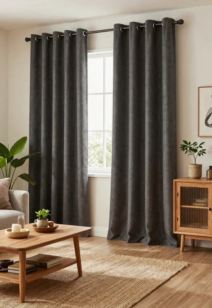 17 Dark Grey Curtains Living Room Ideas Modern and Sophisticated - 11. Outdoor-Inspired 1