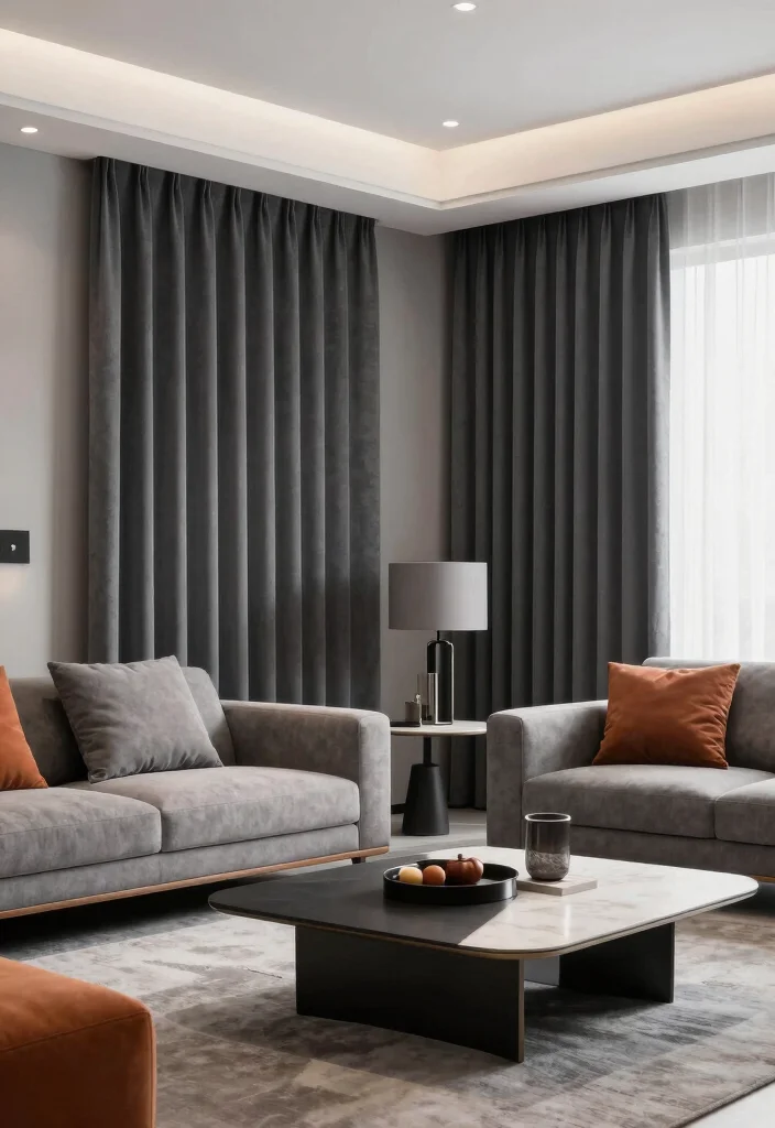 17 Dark Grey Curtains Living Room Ideas Modern and Sophisticated - 13. Contemporary Flair 1