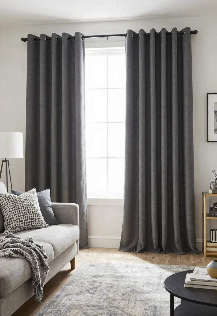 17 Dark Grey Curtains Living Room Ideas Modern and Sophisticated - 17. Seasonal Decor 1