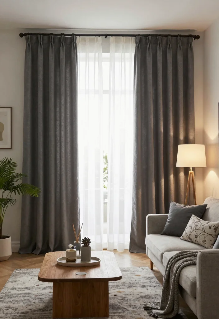 17 Dark Grey Curtains Living Room Ideas Modern and Sophisticated - 2. Layered Textures 1