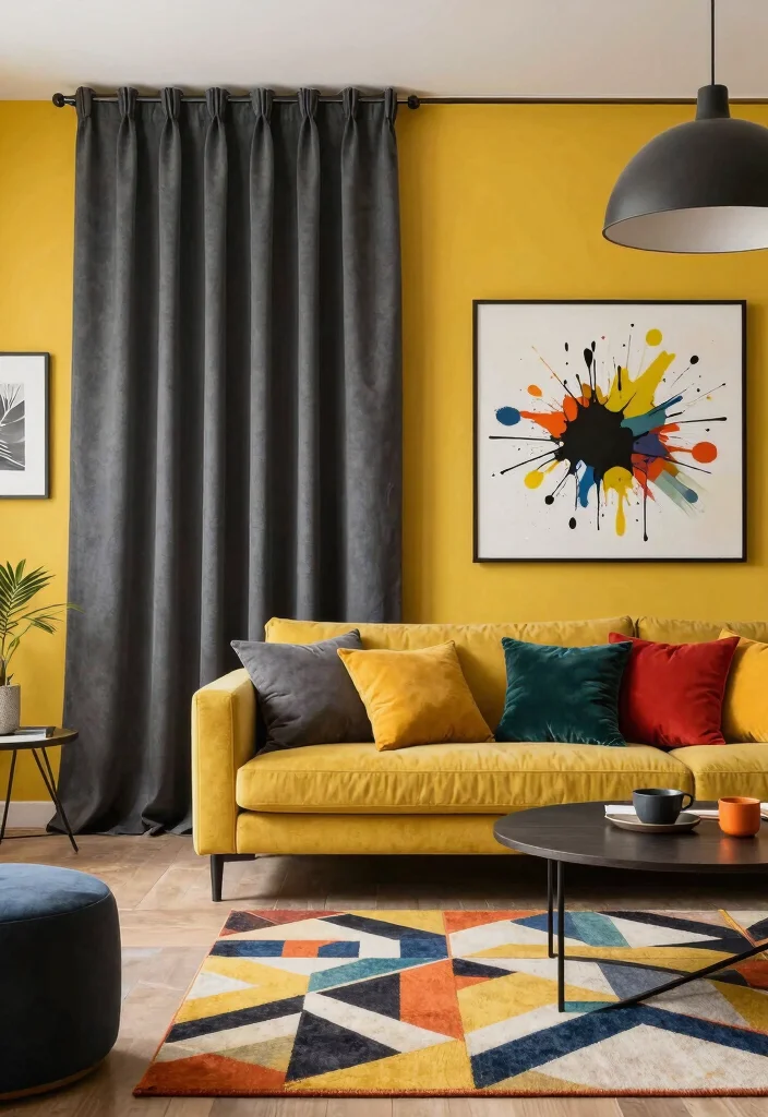 17 Dark Grey Curtains Living Room Ideas Modern and Sophisticated - 3. Bold Contrasts 1