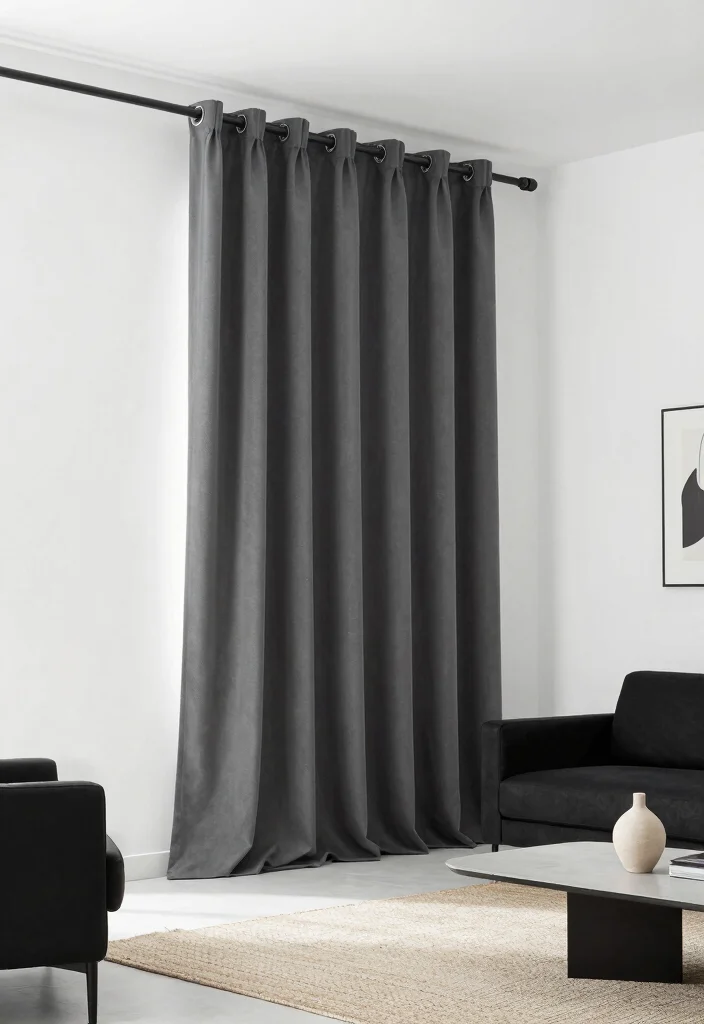 17 Dark Grey Curtains Living Room Ideas Modern and Sophisticated - 4. Minimalist Charm 1