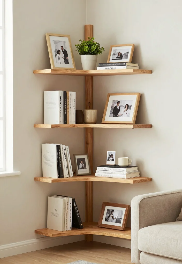 17 Living Room Wall Storage Ideas: Smart Space Saving Designs - 10. Corner Shelves: Utilizing Every Nook 1