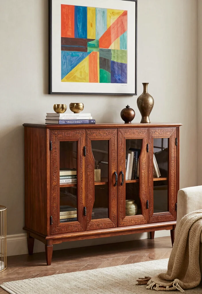 17 Living Room Wall Storage Ideas: Smart Space Saving Designs - 5. Decorative Cabinets: Stylish Storage Solutions 1