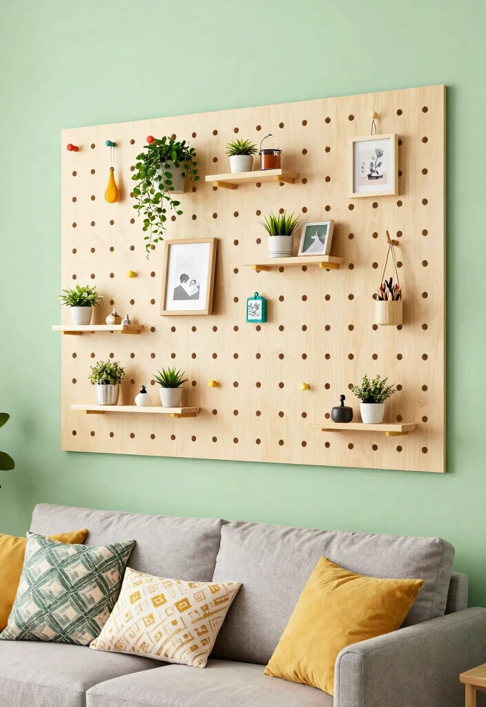 17 Living Room Wall Storage Ideas: Smart Space Saving Designs - 8. Pegboard Wall: Ultimate Customizability 1
