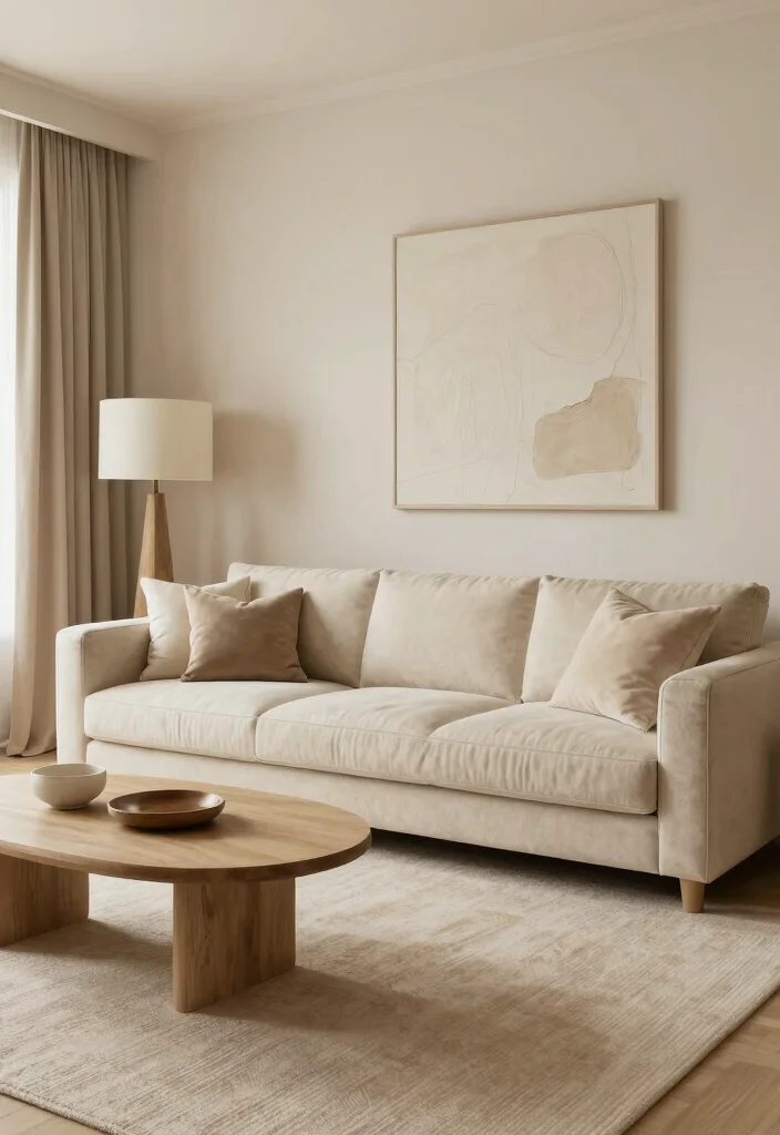 17 Living Room With Beige Couch Ideas: Warm Timeless Looks - 14. Splashes of Monochrome 1