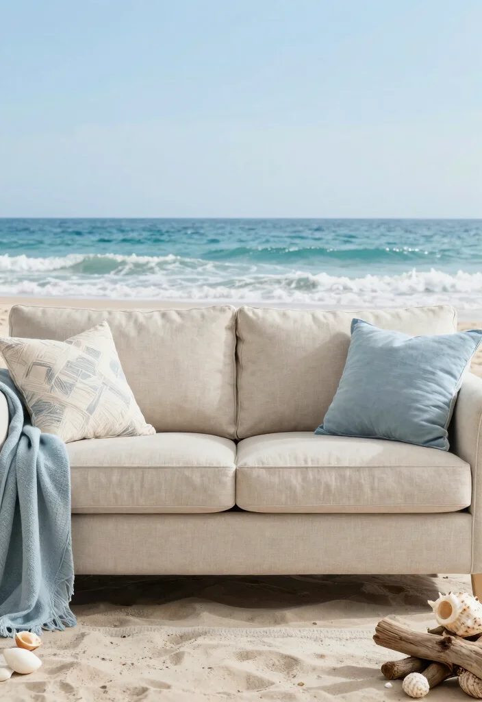 17 Living Room With Beige Couch Ideas: Warm Timeless Looks - 16. Coastal Vibes with Soft Hues 1