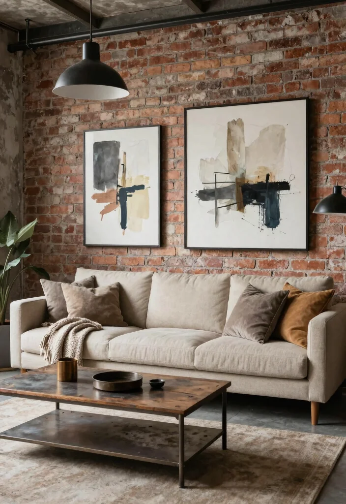 17 Living Room With Beige Couch Ideas: Warm Timeless Looks - 5. Industrial Edge with Warmth 1