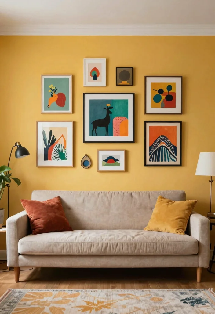 17 Living Room With Beige Couch Ideas: Warm Timeless Looks - 9. Artistic and Creative Space 1