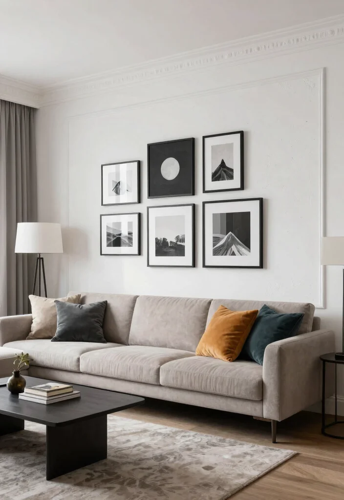 17 One Wall Painted Living Room Ideas Simple Big Impact - 10. Classic White with a Twist 1