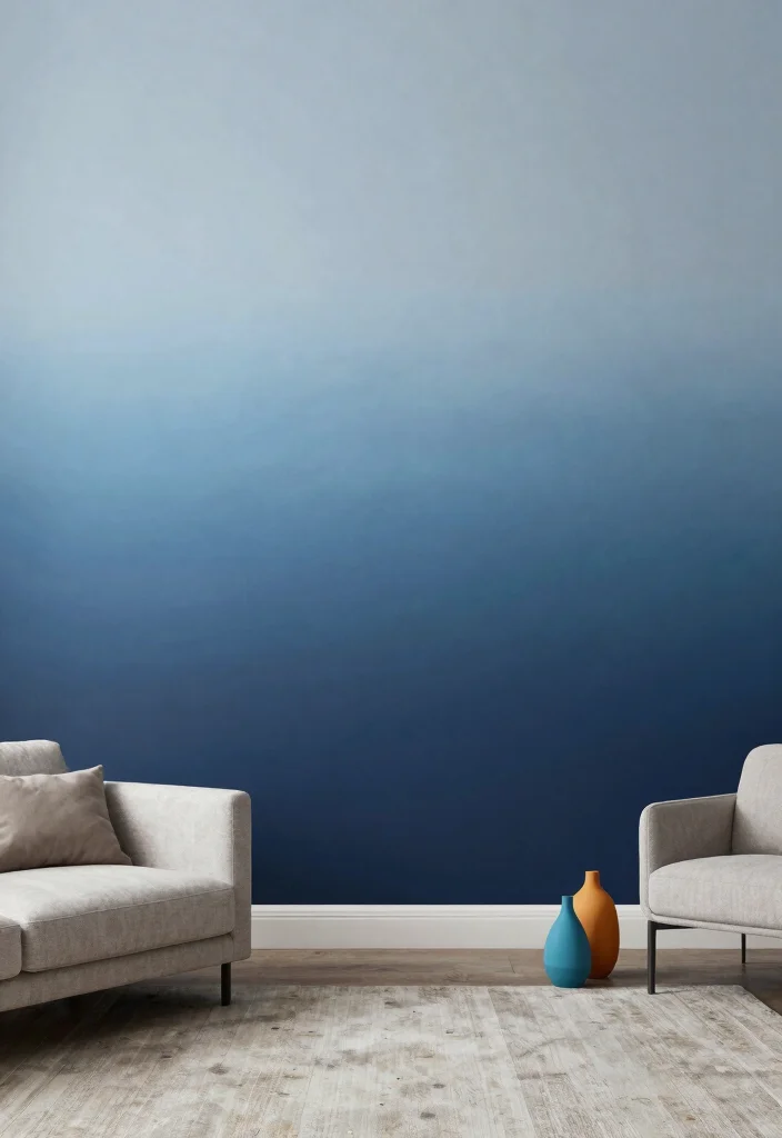 17 One Wall Painted Living Room Ideas Simple Big Impact - 13. Subtle Ombre Effect 1